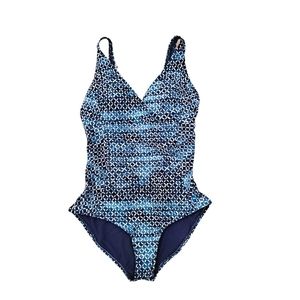 Niptuck Swim Blue Geometric Print Multi Fit Cup One Piece Swimsuit sz8